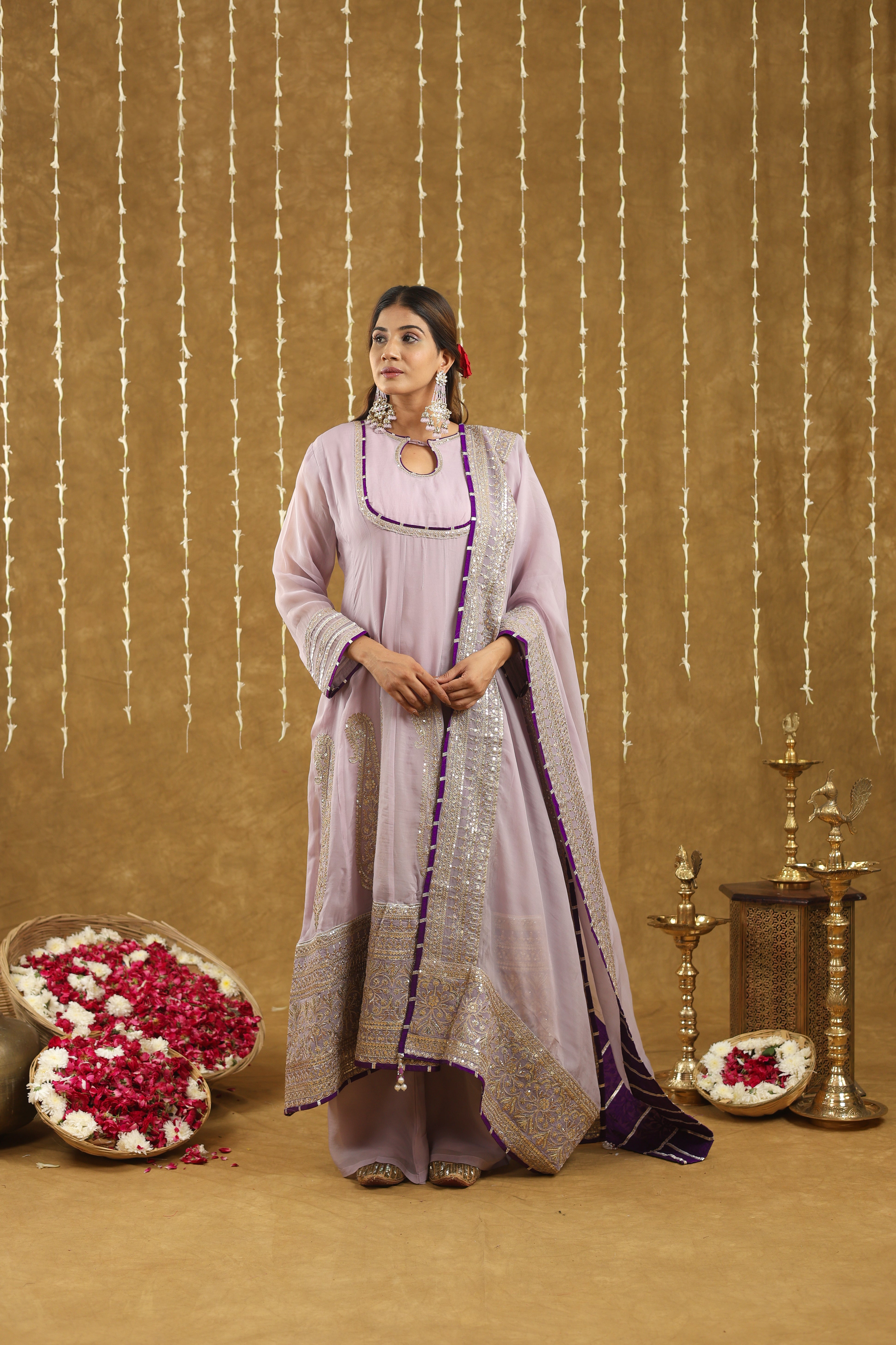 Maya Lilac Anarkali Suit Set