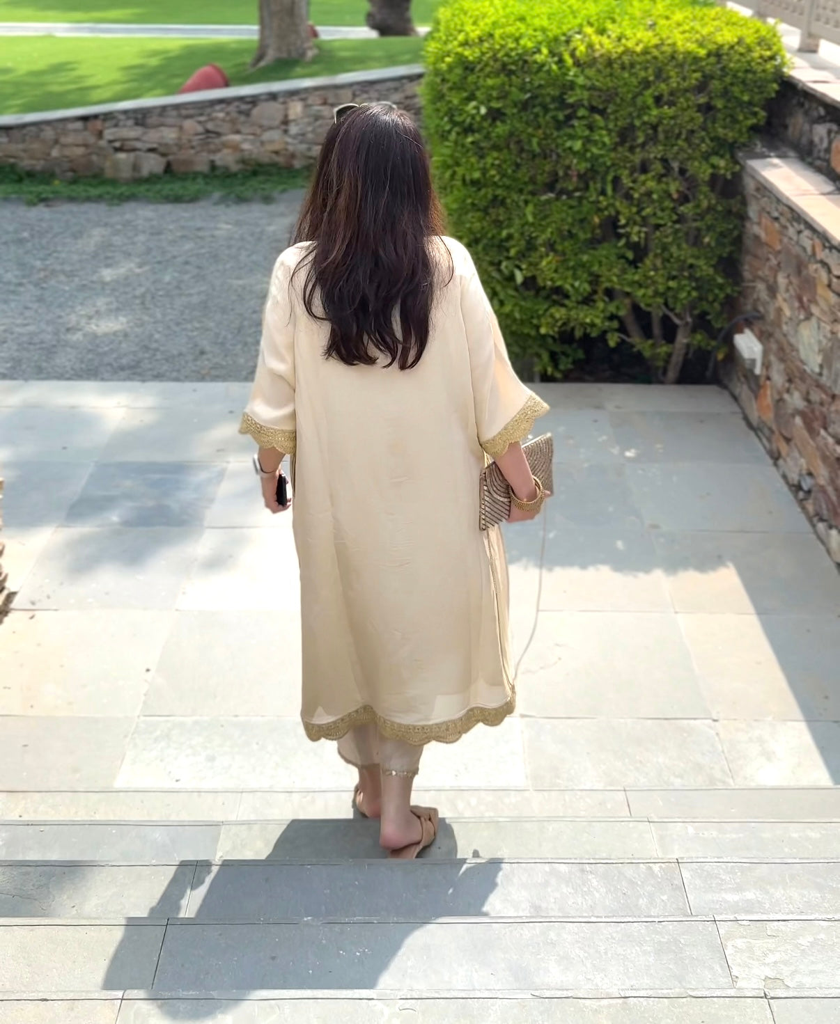 Saba Ivory Tissue Kaftan Set