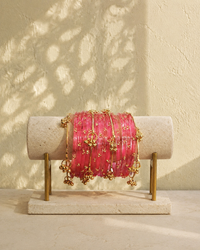 Noori Pink Kashmiri Bangle Set (12 Coloured & 4 Gold Bangles)