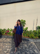 Mehr Royal Blue Cotton Silk Kurta  Set