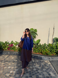 Mehr Royal Blue Cotton Silk Kurta  Set