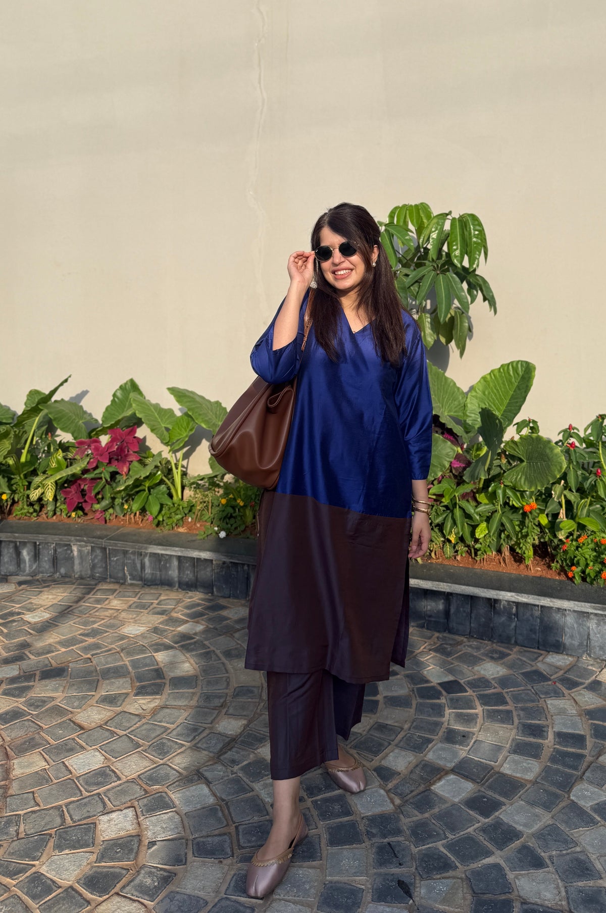 Mehr Royal Blue Cotton Silk Kurta  Set