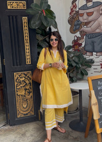 Nazm Yellow Cotton Co-ord Set