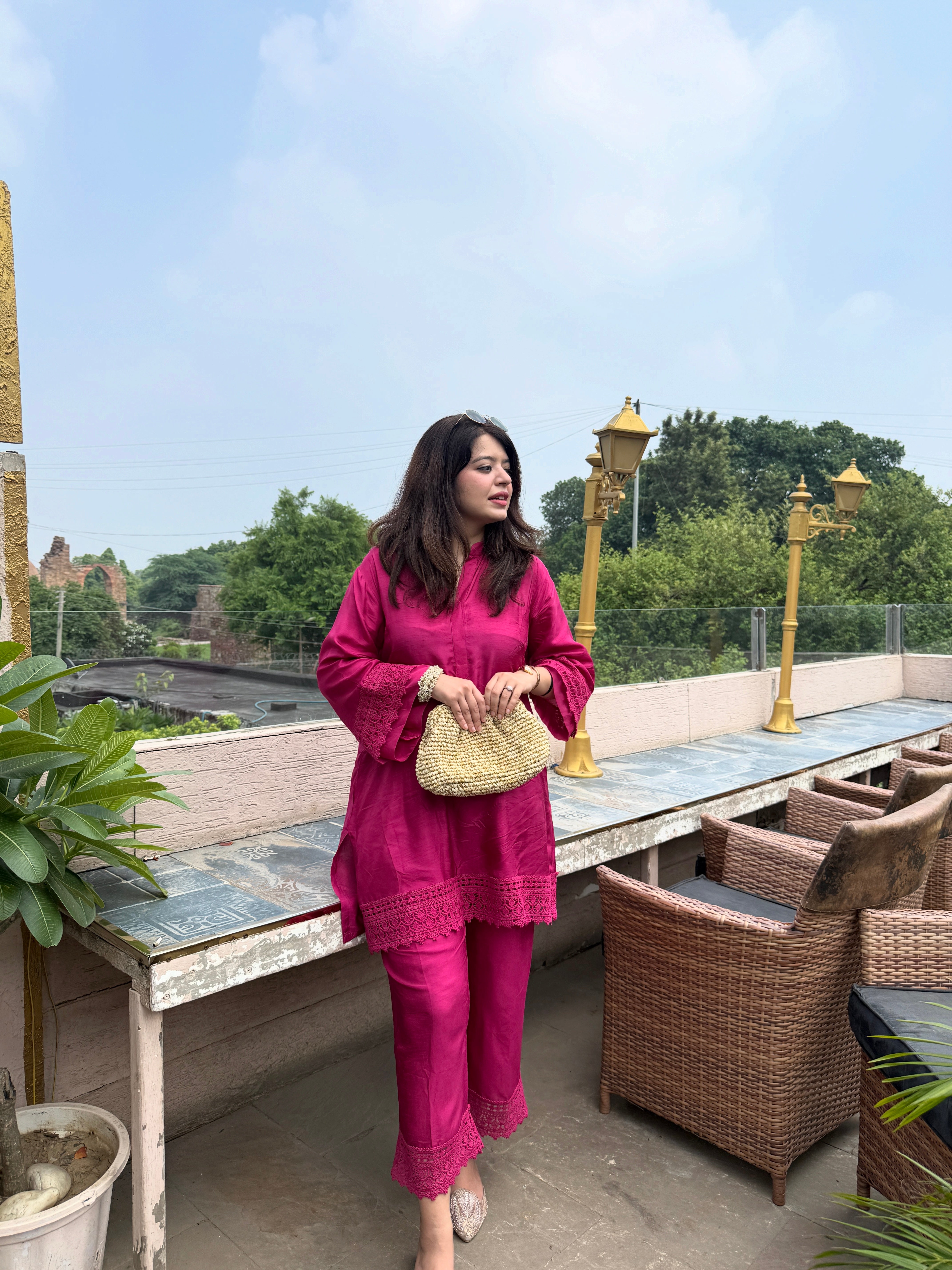 Zeba Rani Pink Viscose Dupion Silk Coord Set