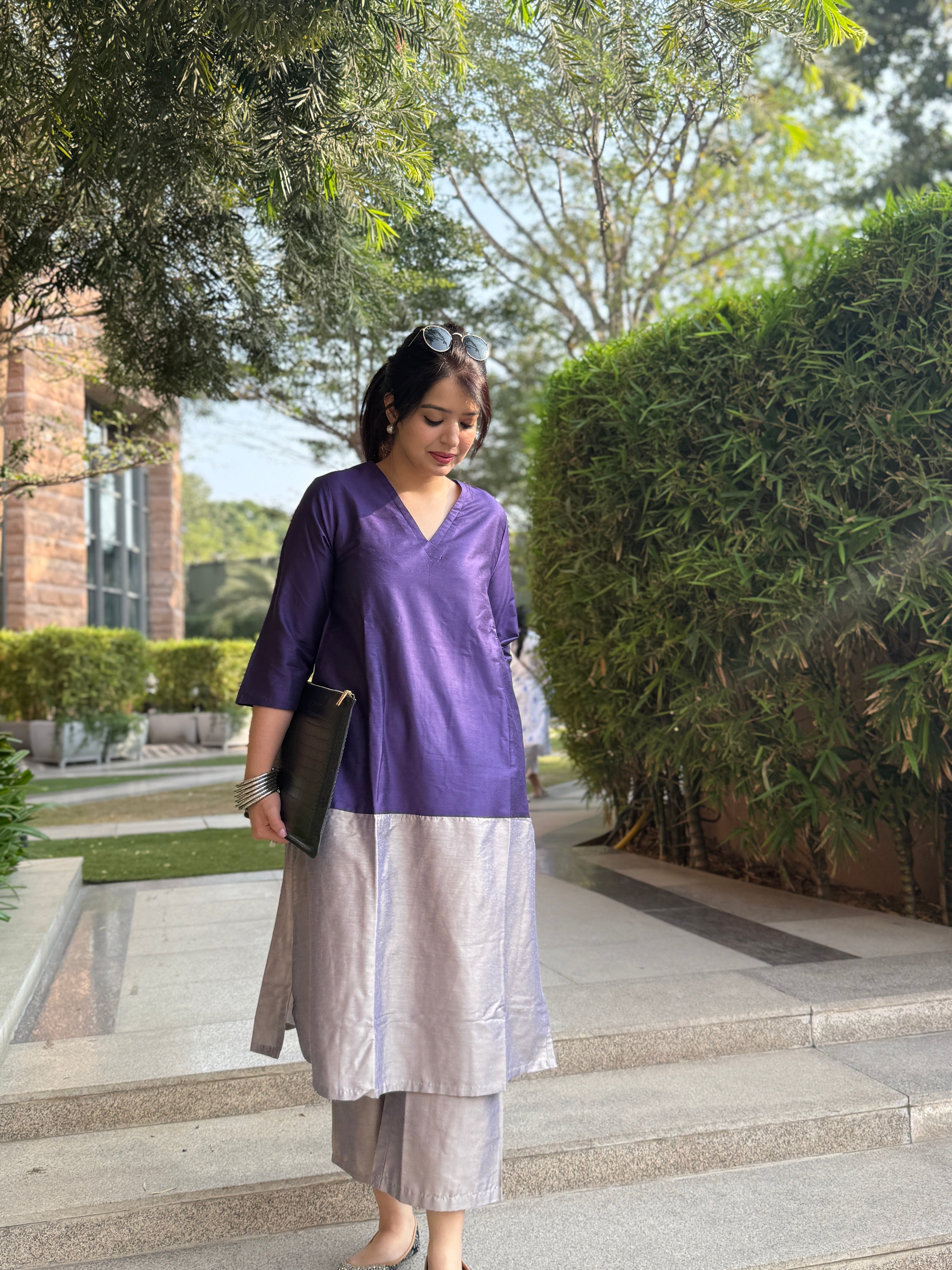 Mehr Plum Grey Co-ord Set