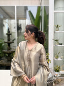 Nargis Grey Tissue Silk Suit Set