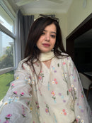 Rida White Floral Embroidered Suit Set