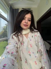 Rida White Floral Embroidered Suit Set