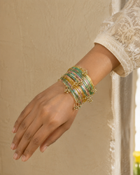 Noori Multicolor Kashmiri Bangle Set (12 Coloured & 4 Gold Bangles)