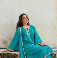 Adaa Turquoise Green Suit Set with Dupatta