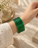 Noori Green Glass Bangle Set - (12 Bangles)