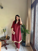 Saba Rust Bloom Tissue Kaftan Set