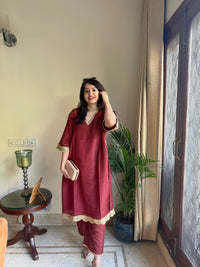Saba Rust Bloom Tissue Kaftan Set