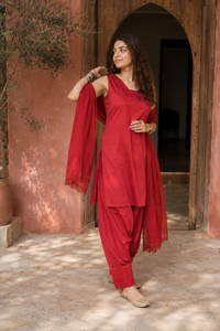 Mahira Red Farshi Suit Set