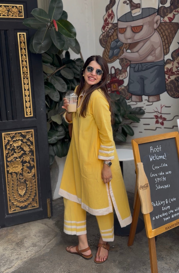 Nazm Yellow Cotton Coord Set