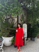 Aafreen Red Kurta Set with Organza Dupatta