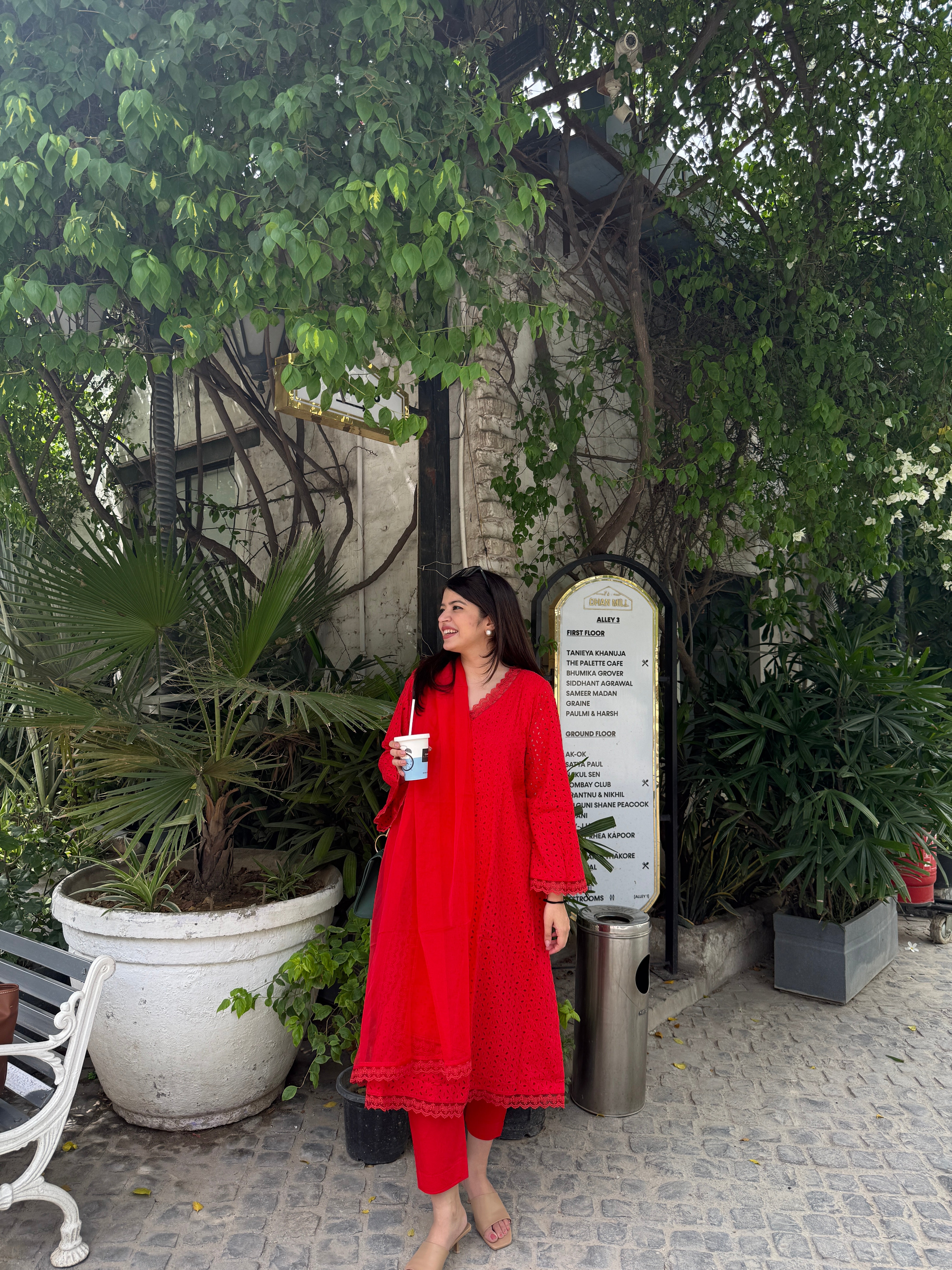 Aafreen Red Kurta Set with Organza Dupatta