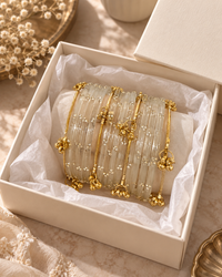 Noori Grey Kashmiri Bangle Set (12 Coloured & 4 Gold Bangles)
