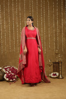 Mahira Red Anarkali Suit Set With Hand Embroidered Work