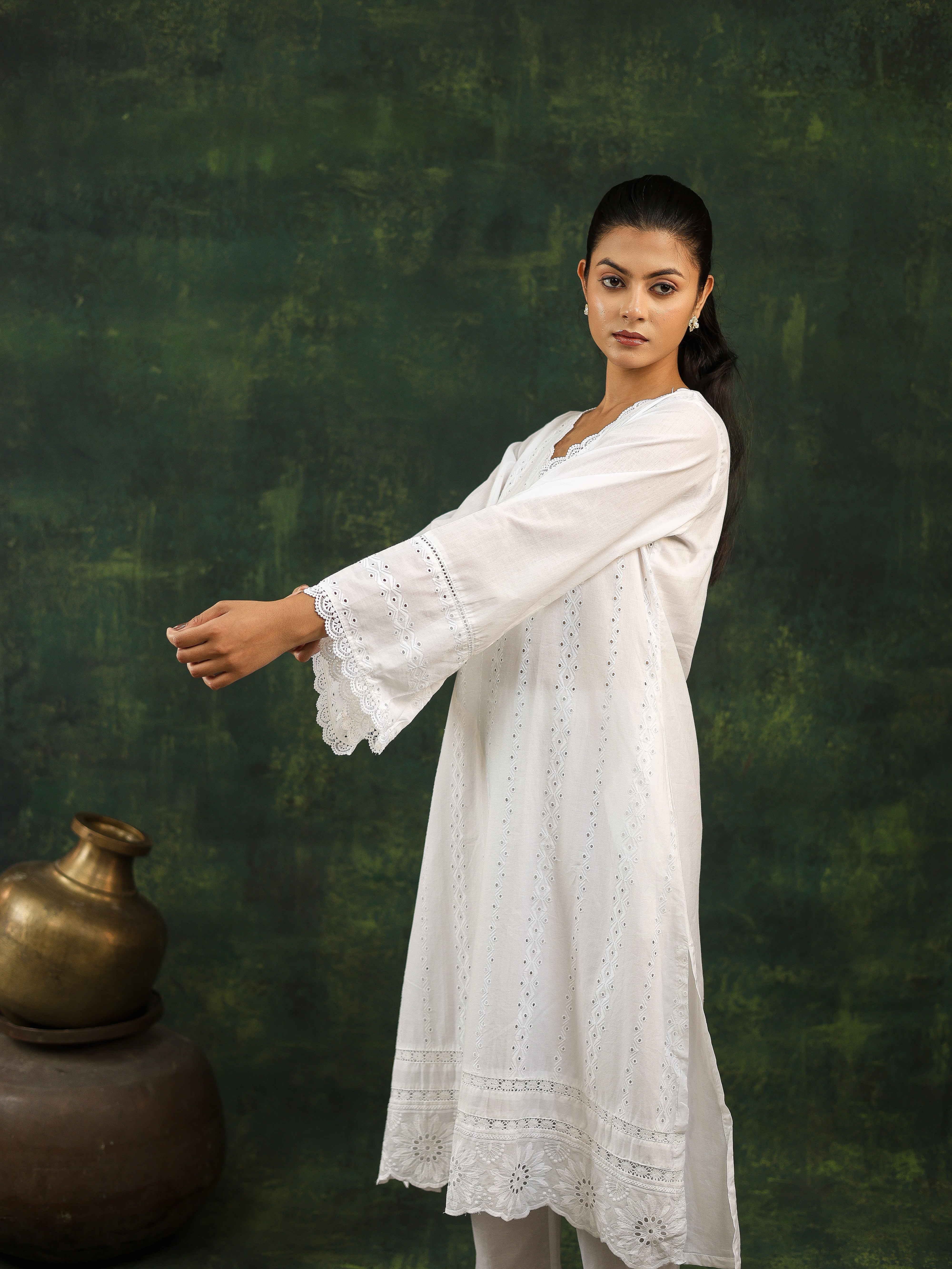 Noor White Kurta Suit Set With Dupatta