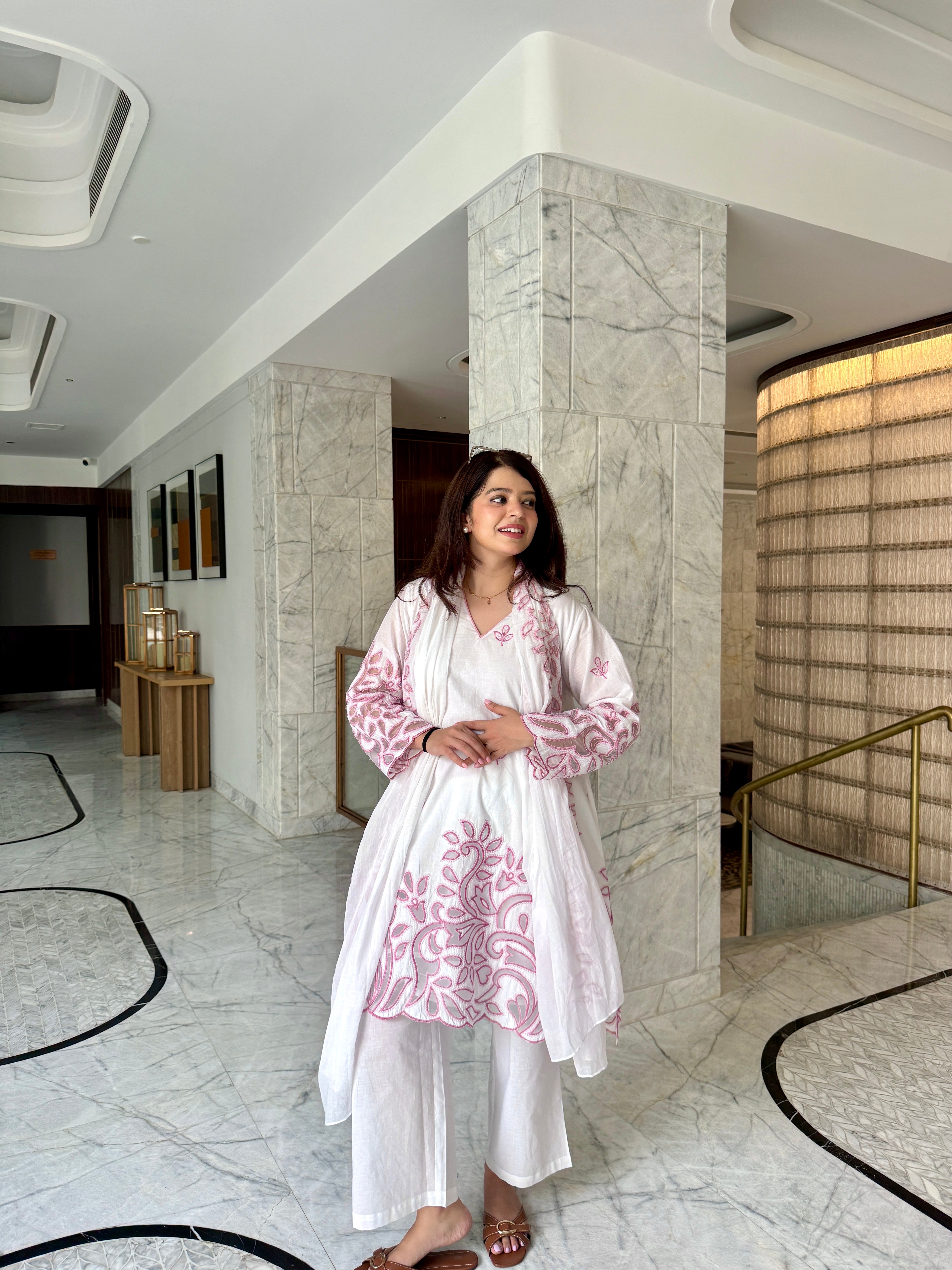 Safa Pink Cotton Suit Set with dupatta