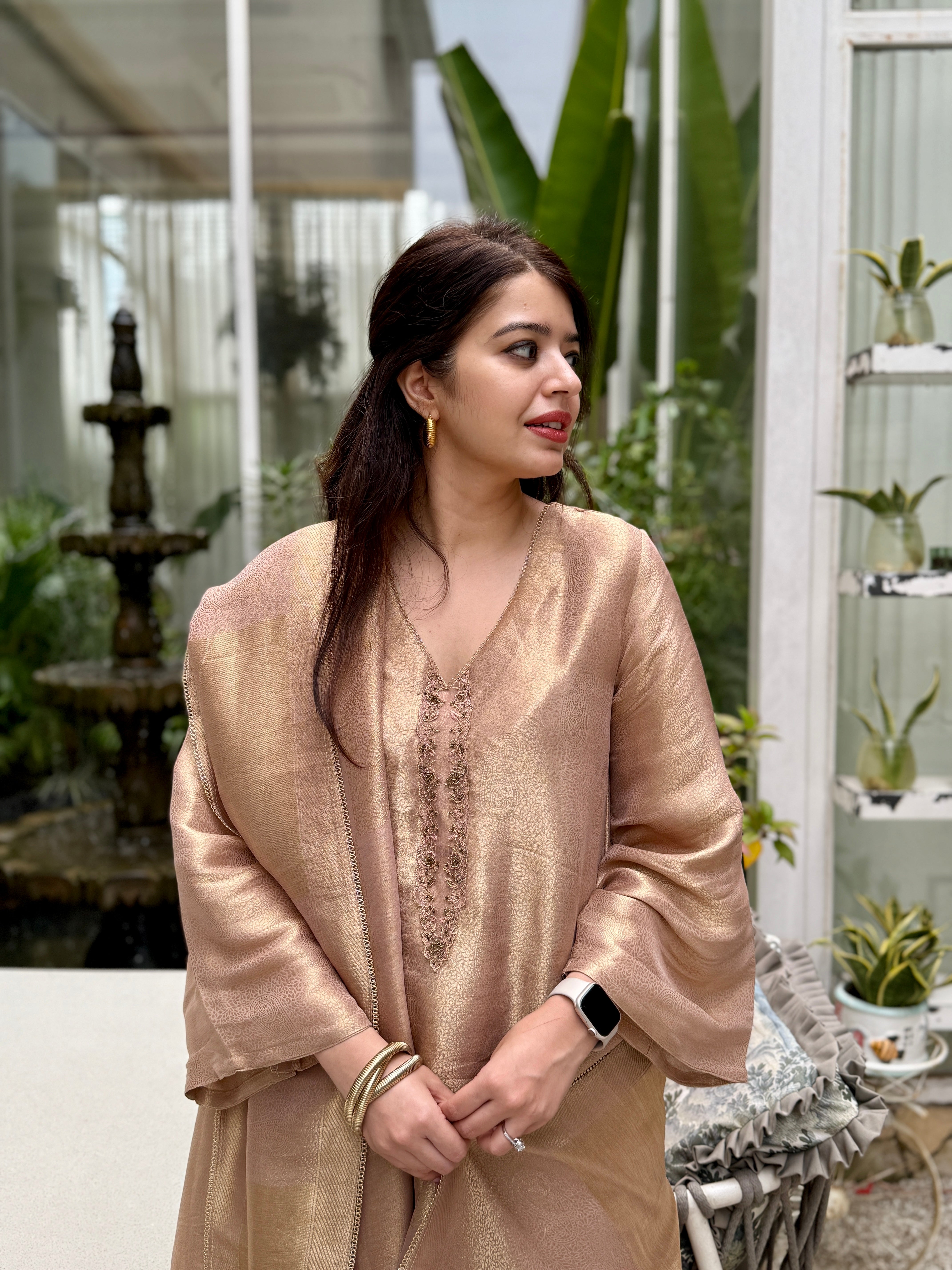 Nargis Blush Tissue Silk Suit Set