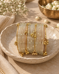 Noori Grey Kashmiri Bangle Set (12 Coloured & 4 Gold Bangles)