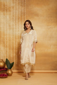 Saba Ivory Tissue Kaftan Set