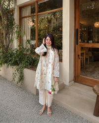 Rida White Floral Embroidered Suit Set