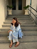 Fiza Blue Cotton Suit Set with dupatta
