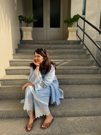 Fiza Blue Cotton Suit Set with dupatta