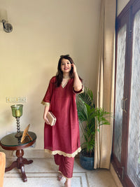 Saba Rust Bloom Tissue Kaftan Set