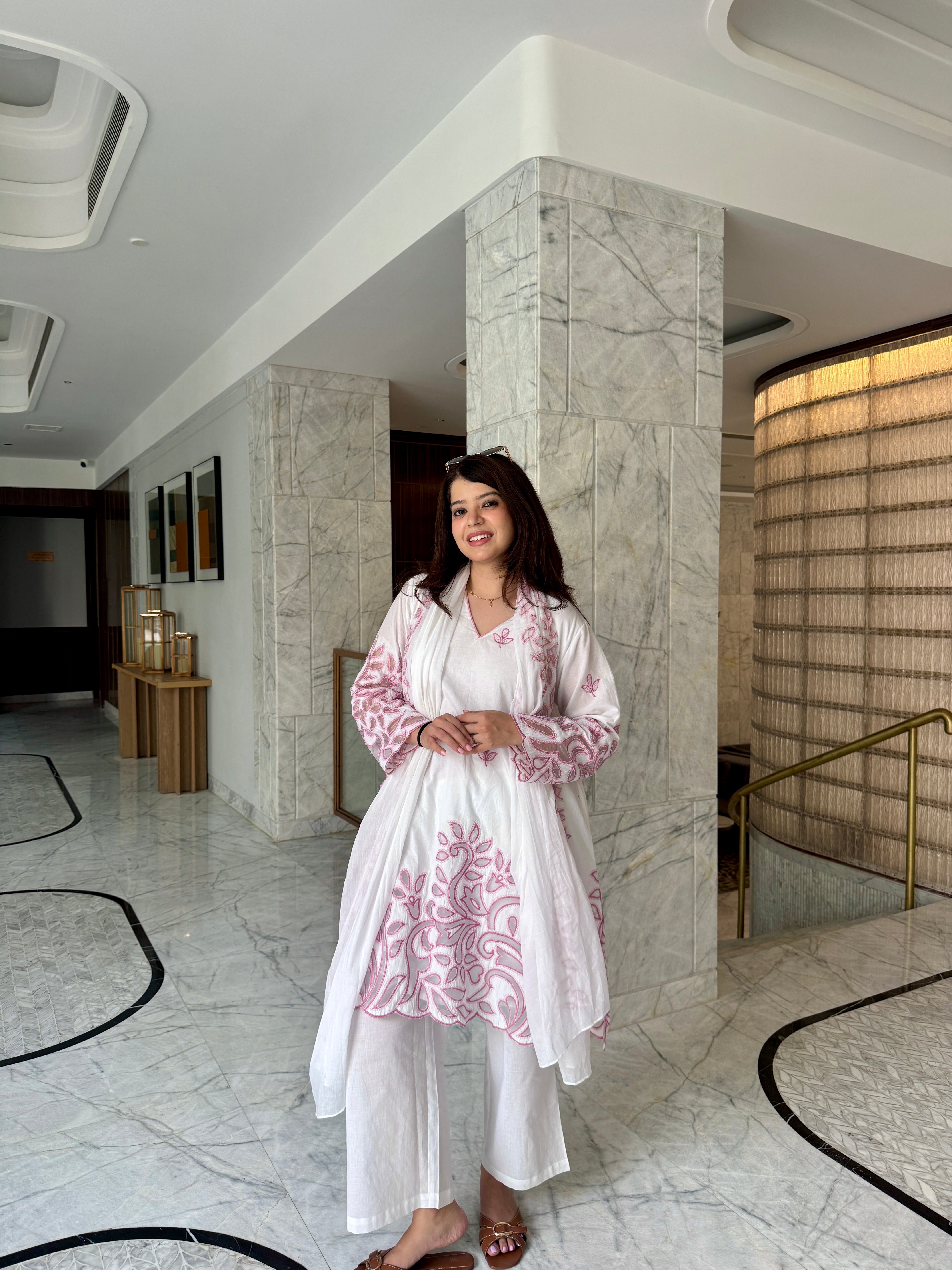 Safa Pink Cotton Suit Set with dupatta