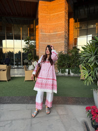 Gulnaar Red And White Co-ord Set