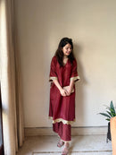 Saba Rust Bloom Tissue Kaftan Set