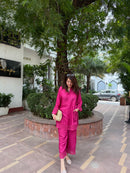 Zeba Rani Pink Viscose Dupion Silk Coord Set