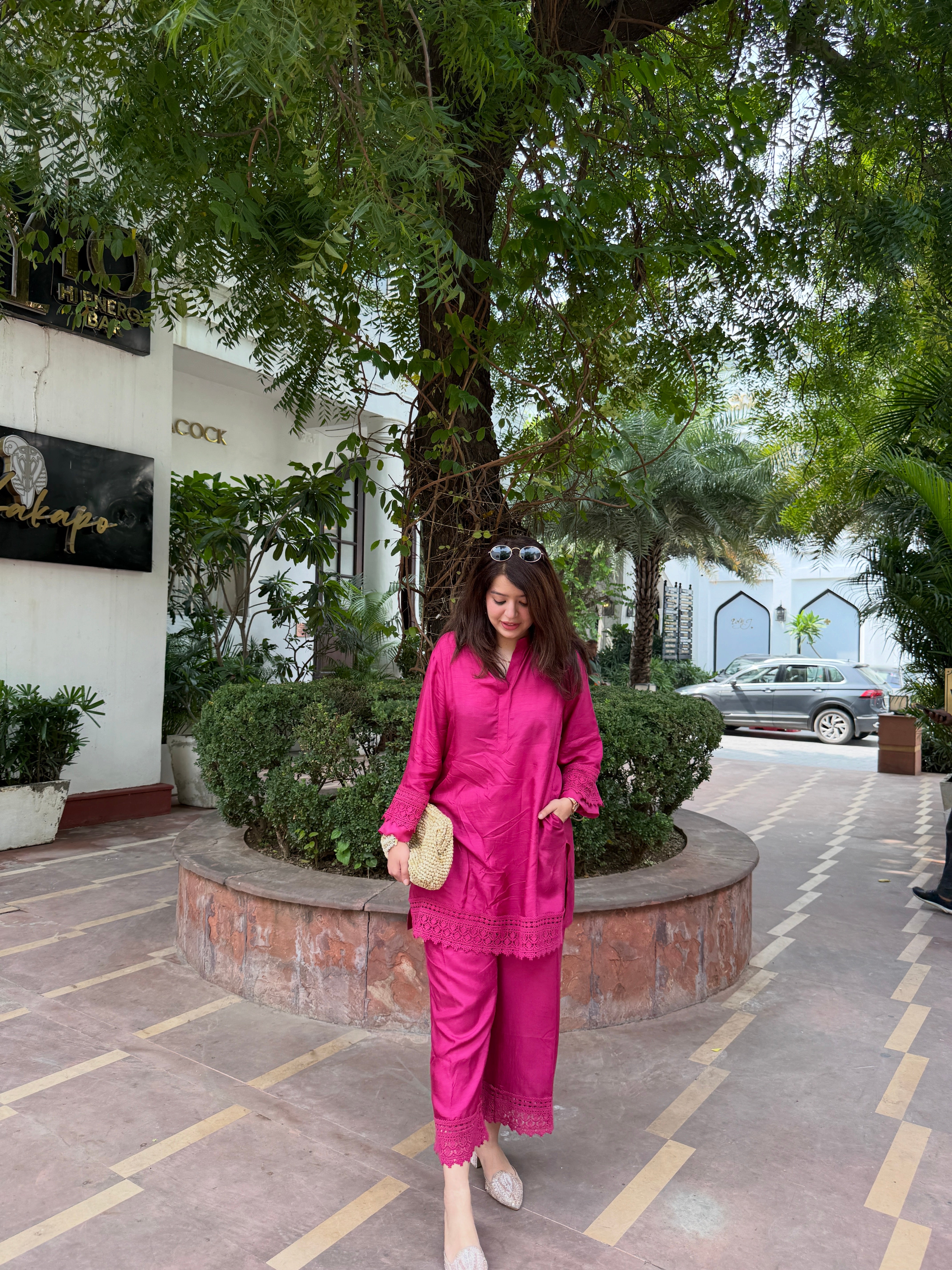 Zeba Rani Pink Viscose Dupion Silk Coord Set