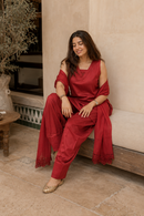 Mahira Red Farshi Suit Set