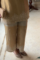 Zoya Champagne Gold Embroidered Coord Set