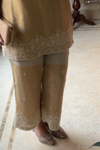 Zoya Champagne Gold Embroidered Coord Set