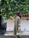 Saba Olive Green Tissue Kaftan Set