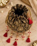 Zareen Black Hand Embroidered Potli