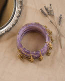 Noori Lavender Kashmiri Bangle Set (12 Coloured & 4 Gold Bangles)