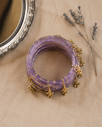 Noori Lavender Kashmiri Bangle Set (12 Coloured & 4 Gold Bangles)