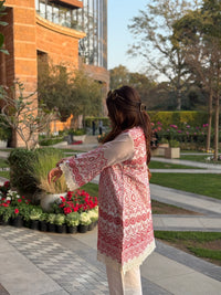 Gulnaar Red And White Co-ord Set