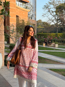 Gulnaar Red And White Co-ord Set