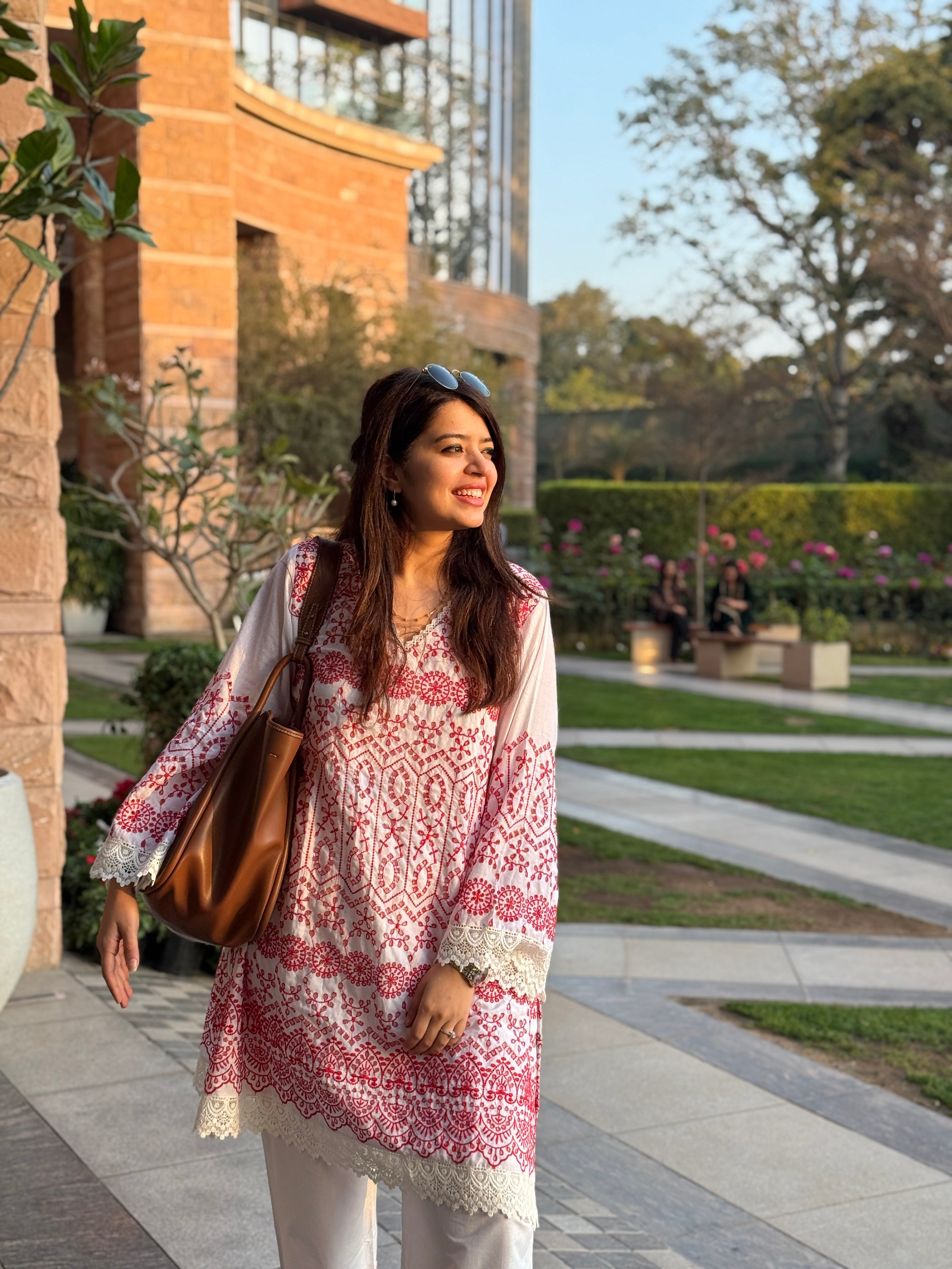 Gulnaar Red And White Co-ord Set