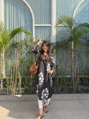 Hania Black Floral Cotton Kurta Set