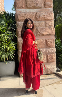 Mahira Red Farshi Suit Set