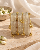 Noori Grey Kashmiri Bangle Set (12 Coloured & 4 Gold Bangles)